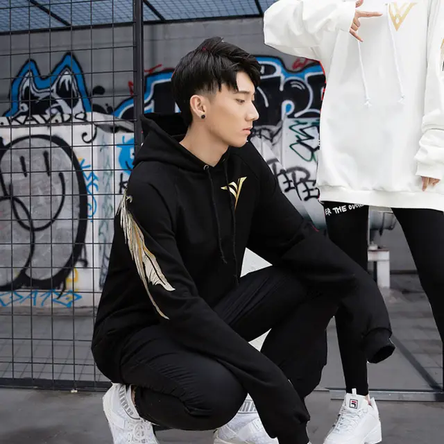 Back Angel Wing Hooded Sweater For Female Lovers Black - Shop at LoveMi