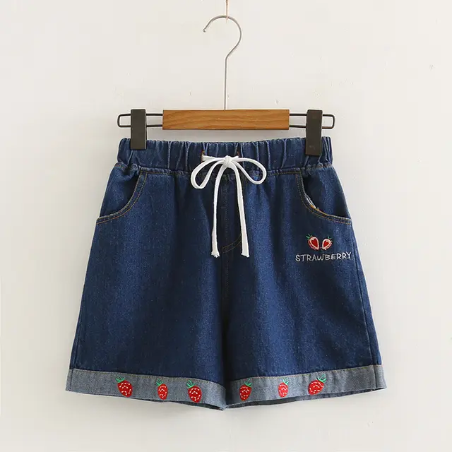 Strawberry loose wide leg jeans women Dark Blue - Shop at LoveMi