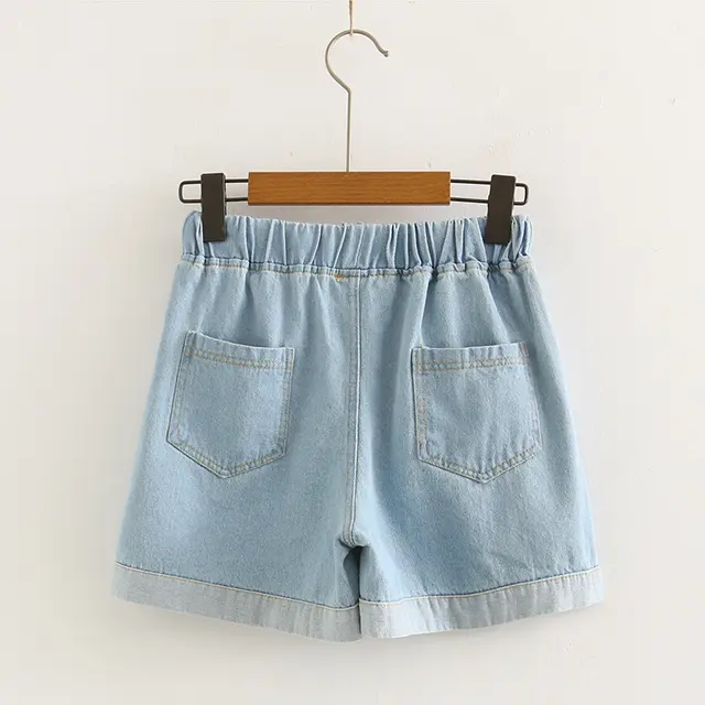 Strawberry loose wide leg jeans women Light Blue - Shop at LoveMi