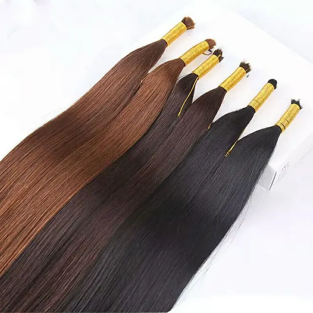 Braided crystal wire buckle long straight hair wig female Dark Brown - Shop at LoveMi