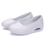Plus size women's casual heightened wedge heel shoes - White