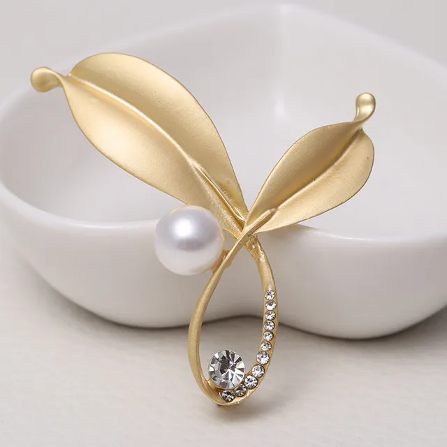 Fashion Vintage Rhinestone Brooch Pin Gold - Shop at LoveMi