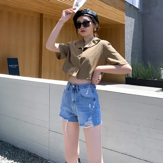 Women's denim shorts Light Blue - Shop at LoveMi