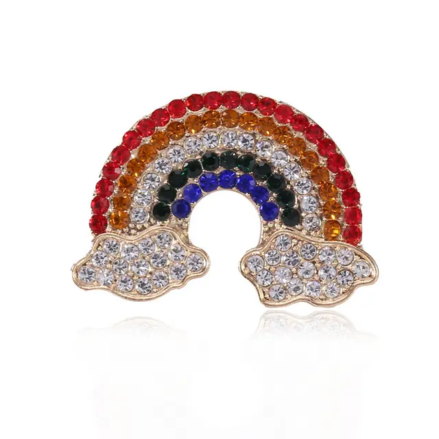 Korean creative alloy oil drop diamond rainbow Brooch Alloy Colorful - Shop at LoveMi