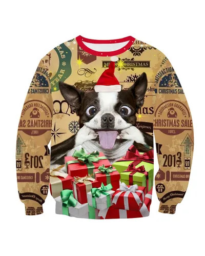 Dog digital print pullover crew neck top Yellow - Shop at LoveMi