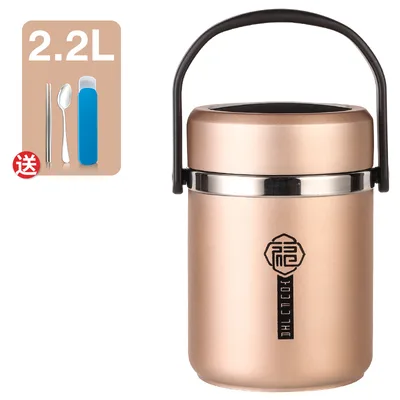 304 multi layer insulated lunch box Golden2.2L - Shop at LoveMi