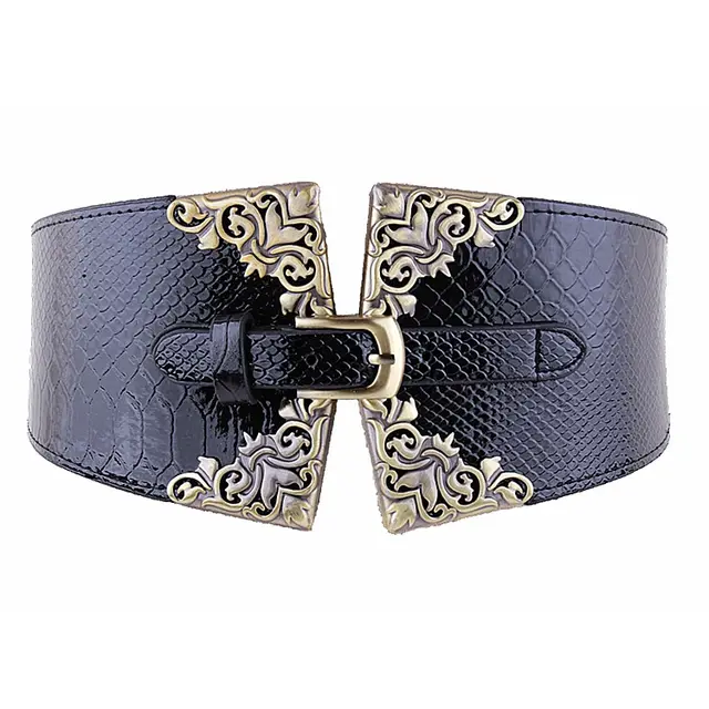 European and American wild elastic wide belt Black - Shop at LoveMi