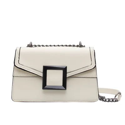 Women's buckle chain shoulder White - Shop at LoveMi