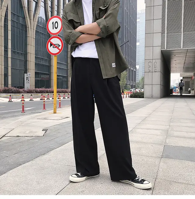 Straight pants wild casual pants Black - Shop at LoveMi