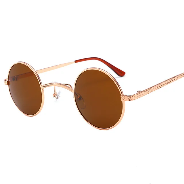 Round Senior Steampunk Fashion Eye Protection Sunglasses Brown - Shop at LoveMi