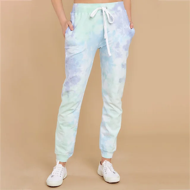 Tie dye pocket casual trousers Green - Shop at LoveMi