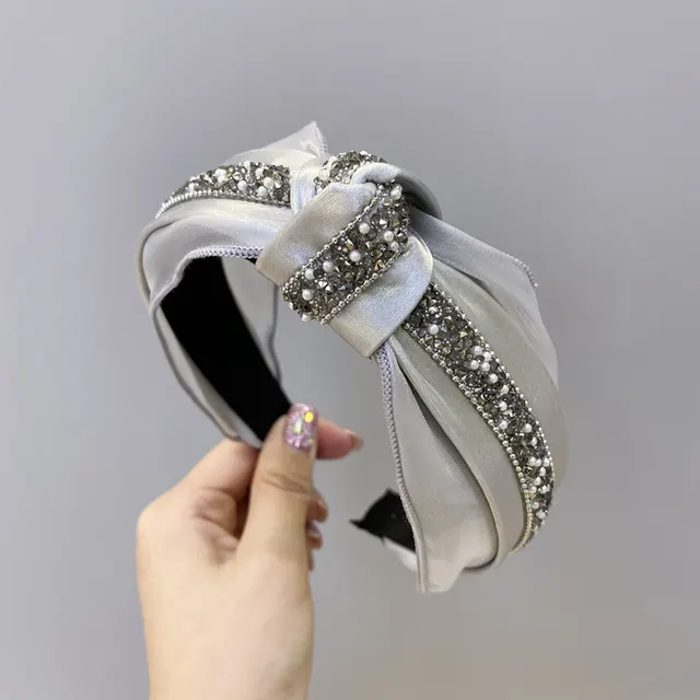 Pearl and diamond knotted headband Grey - Shop at LoveMi