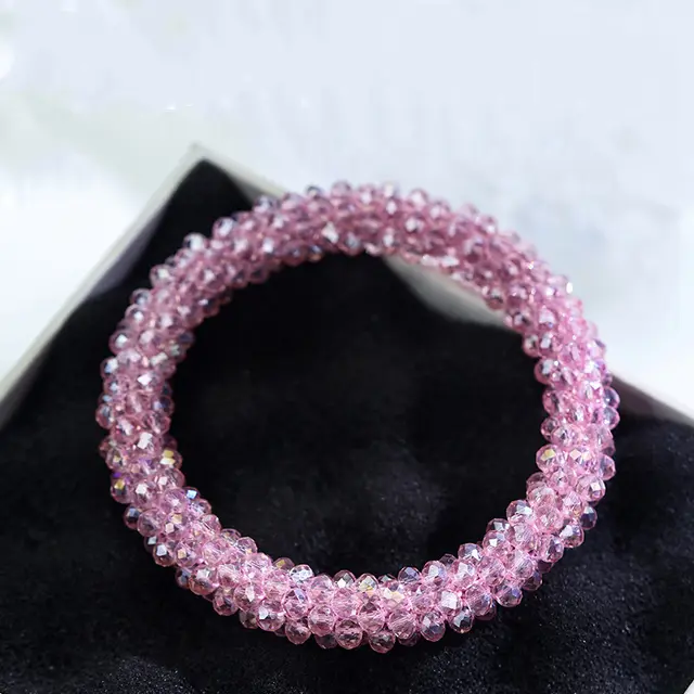 Enchanting Flash Diamond Crystal Round Bracelet Pink - Shop at LoveMi