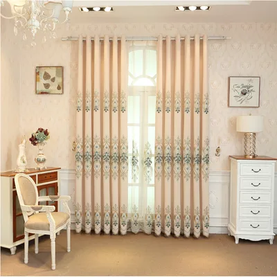 Slub cotton embroidery curtain fabric Beige - Shop at LoveMi