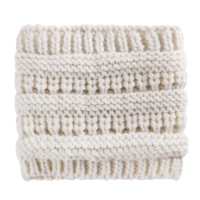 Women Headwrap Ponytail Beanies Hat Winter Warm Ear Warmer Head Wrap Casual Crochet Turban Hats Female Soft Knit Woolen Caps Beige - Shop at LoveMi