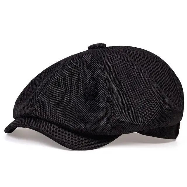 Autumn and winter British big head octagonal hat Black - Shop at LoveMi