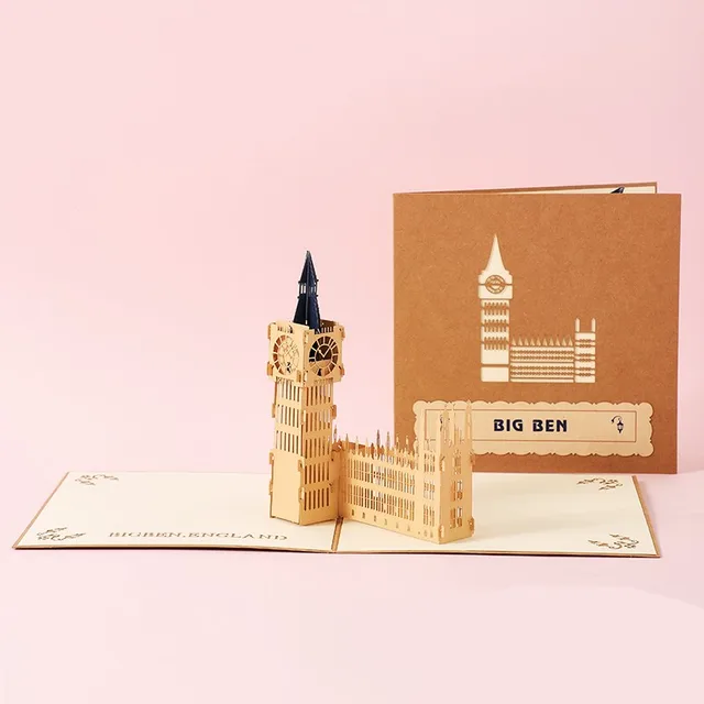 3D Laser Cut Handmade Sakura Kissing Lover Paper Invitation Greeting Card Big Ben - Shop at LoveMi