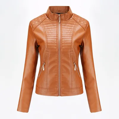 Women's motorcycle leather jacket Brown - Shop at LoveMi