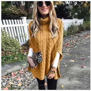 Loose fashion mid-length three-quarter sleeve sweater - Yellow