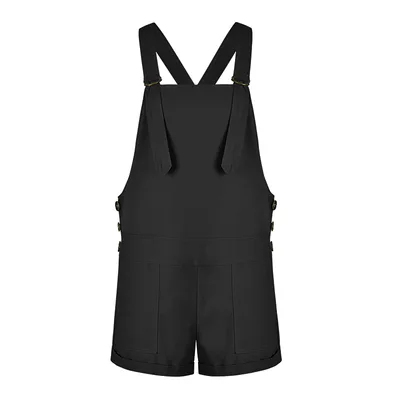 USA SIZE Women's Vintage Solid Color Shorts Bib Jumpsuit Black - Shop at LoveMi
