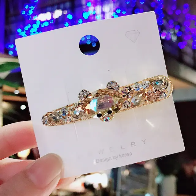 Heavy Metal Hairpin Net Red Diamond Bear Hair Accessories Champagne - Shop at LoveMi