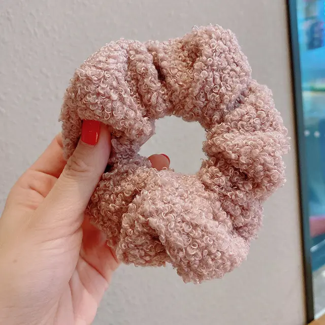 Korean new candy color high elastic cashmere hair ring Bean Paste Powder - Shop at LoveMi