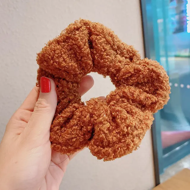 Korean new candy color high elastic cashmere hair ring Coffee - Shop at LoveMi