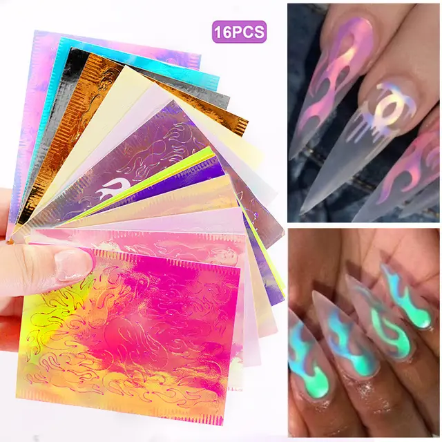 Laser Flame Nail Sticker Flame - Shop at LoveMi