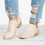 Spring Autumn Women Butterfly-knot Boots Slip-On Med High Heels Female Shoes Short Boots Pointed Toe Shoes Woman - Beige