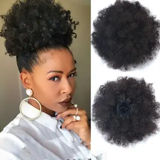 Flower bud meatball head wig wig - Black