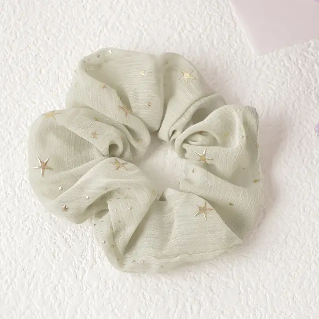 Pig Intestine Star Tie Hair Rubber Band Chiffon Hair Rope Small Ornaments Light Green - Shop at LoveMi