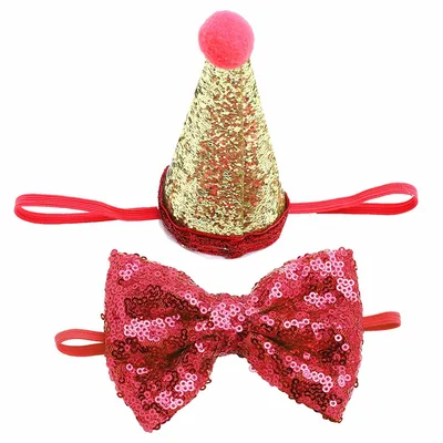 Dog sequins solid color small bow Red - Shop at LoveMi