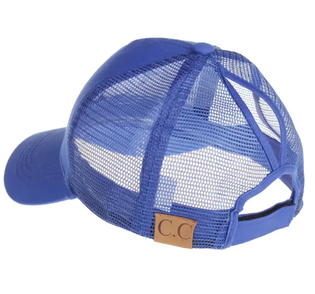 Casual Sunshade Duck Tongue Net Hat Ladies Ponytail Royal Blue - Shop at LoveMi