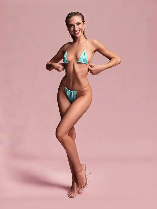 Coastal Charm: Teal Halterneck Bikini for Sunlit Adventures Blue - Shop at LoveMi
