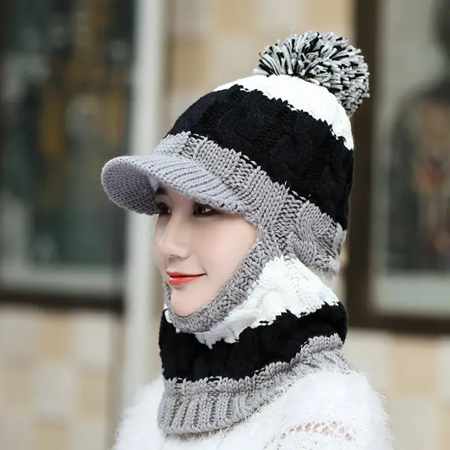 Women's plush thick woolen hat earmuffs Black - Shop at LoveMi