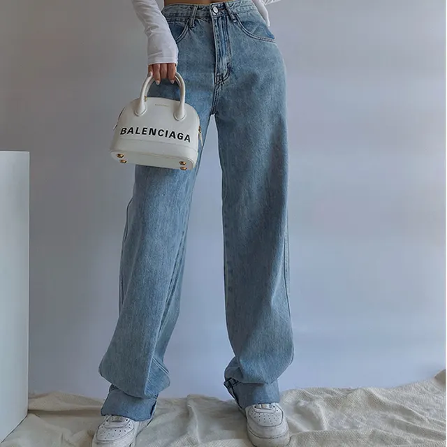 Thin and versatile straight loose drape mopping trousers Light Blue - Shop at LoveMi