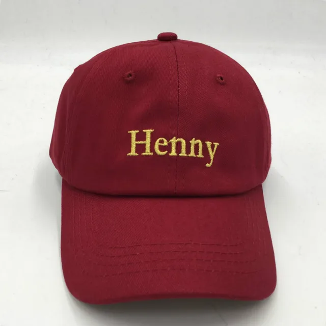 Embroidered Henny Cotton Adjustable Baseball Cap Red Wine - Shop at LoveMi