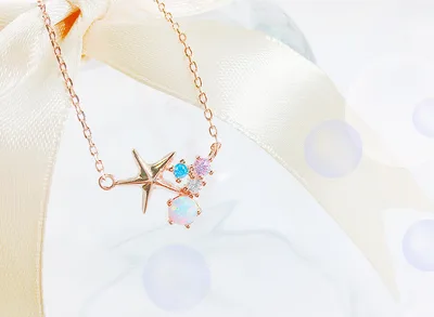 Mermaid clavicle necklace earrings Starfish Necklace - Shop at LoveMi