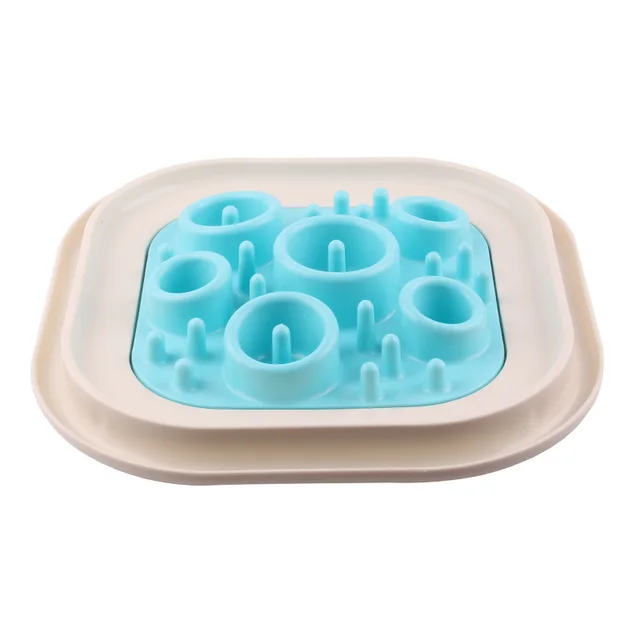 Anti choking dog bowl slow food bowl Round Blue - Shop at LoveMi