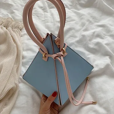 Fashion Drawstring Triangle Shoulder Diagonal Bag Blue - Shop at LoveMi