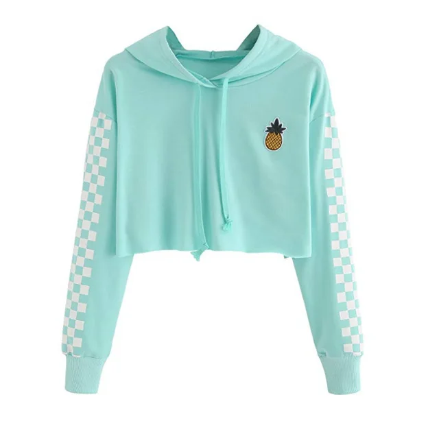 Women's Sweater Pineapple Flower Hooded Pullover Long Sleeves Green - Shop at LoveMi