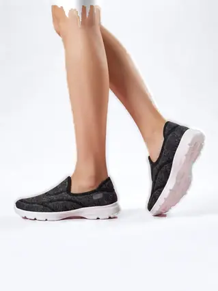 Shoes for Elderly Women, Easy Slip-On, Non-Slip - Black