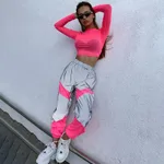 Panelled reflective slacks - Pink