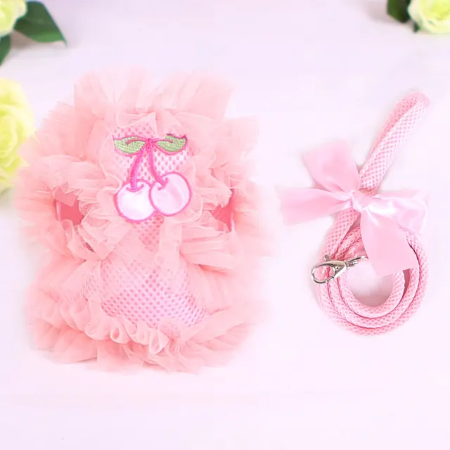 Pet supplies cute lace chest back dog leash Pink - Shop at LoveMi