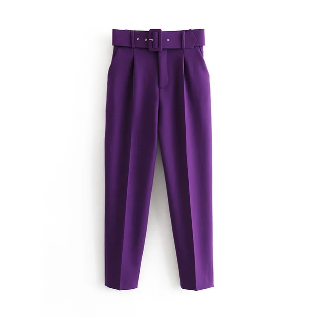 Women's casual solid color trousers Purple - Shop at LoveMi