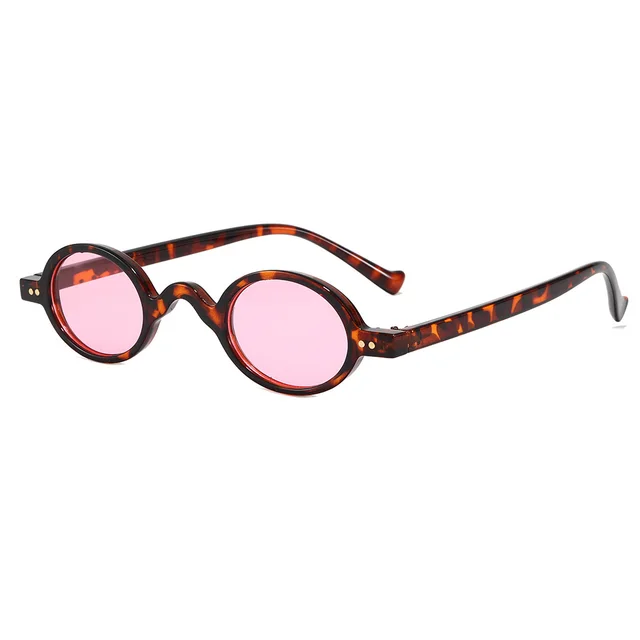 Steampunk retro small frame round frame sunglasses Leopard Powder - Shop at LoveMi