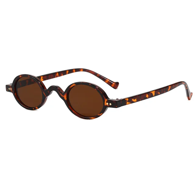 Steampunk retro small frame round frame sunglasses Leopard Tea - Shop at LoveMi