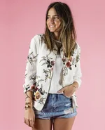 Incredibly beautiful and cozy jacket with a floral pattern - White