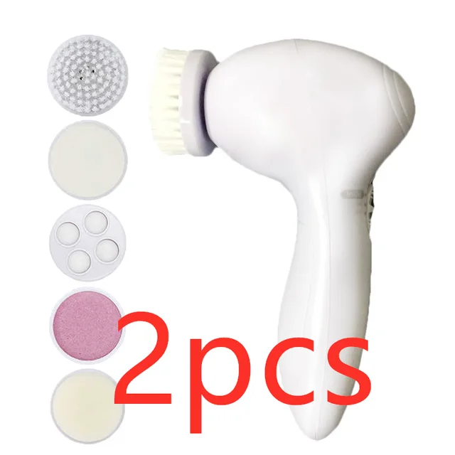 5 in 1 Electric Facial Cleansing Instrument White 2Pcs - Shop at LoveMi