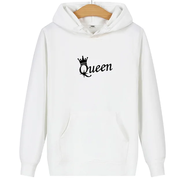 QUEEN KING print hooded couple sweater Queen White - Shop at LoveMi
